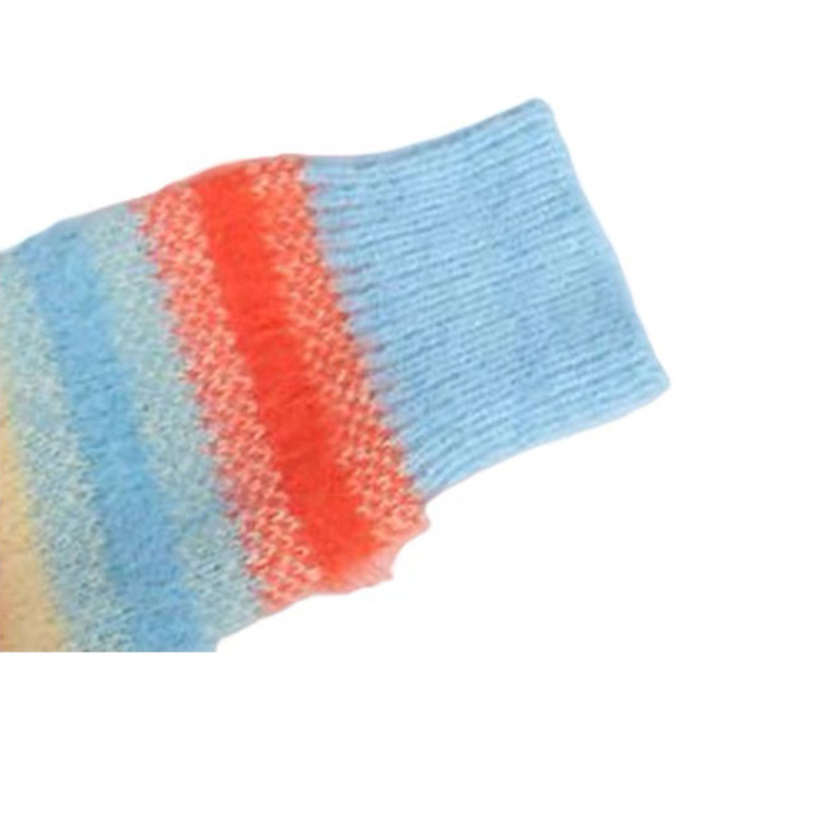 OEM usine personnalisé printemps automne dames décontractées Mohair arc-en-ciel pull tricoté manteau hauts Cardigan pour les femmes