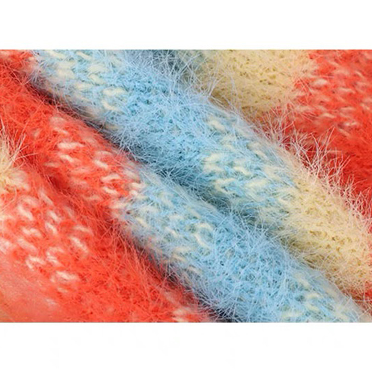 OEM usine personnalisé printemps automne dames décontractées Mohair arc-en-ciel pull tricoté manteau hauts Cardigan pour les femmes