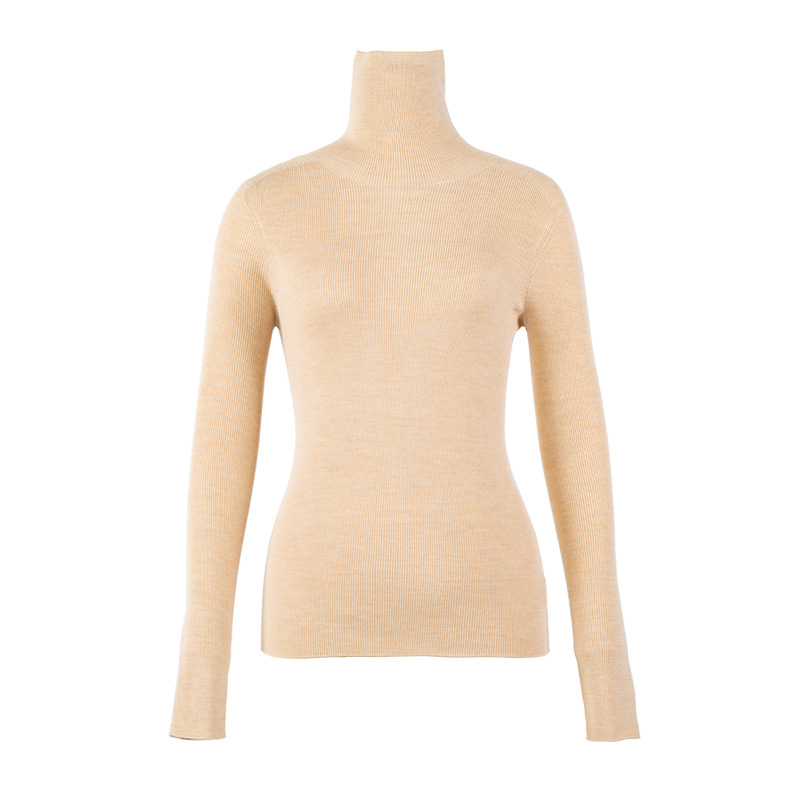 OEM personnalisé nouveau automne hiver mince 100 % laine col roulé pull tricoté pour les femmes