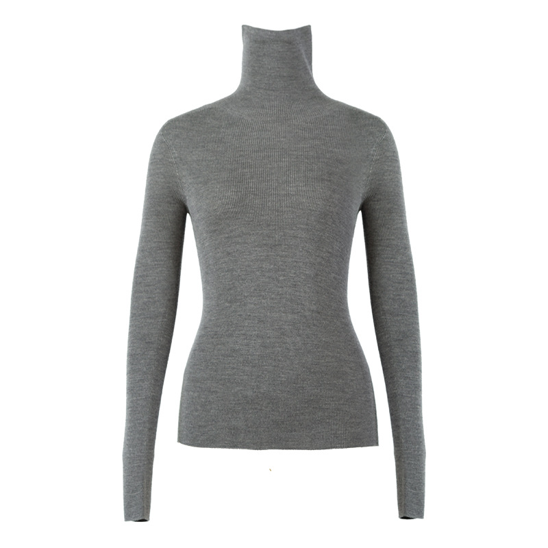 OEM personnalisé nouveau automne hiver mince 100 % laine col roulé pull tricoté pour les femmes