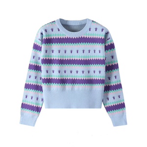 OEM personnalisé nouveau concepteur automne hiver mode Jacquard rayé pull tricoté pour les femmes