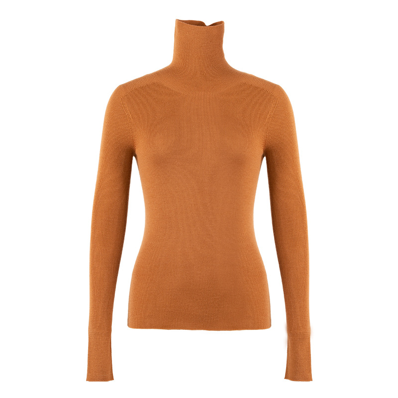 OEM personnalisé nouveau automne hiver mince 100 % laine col roulé pull tricoté pour les femmes