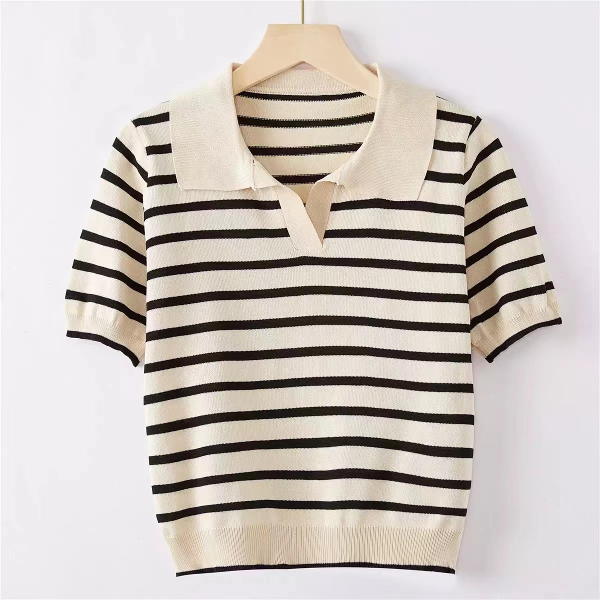 OEM usine personnalisé été Designer rayé dames tricots chemise tricotée hauts pull Cardigan pour les femmes