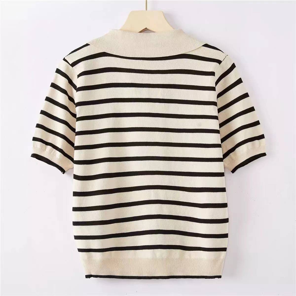 OEM usine personnalisé été Designer rayé dames tricots chemise tricotée hauts pull Cardigan pour les femmes