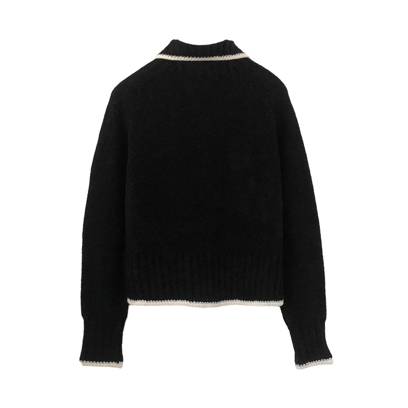 OEM usine personnalisée automne hiver dames tricots col Polo pull tricoté manteau veste Cardigan pour les femmes