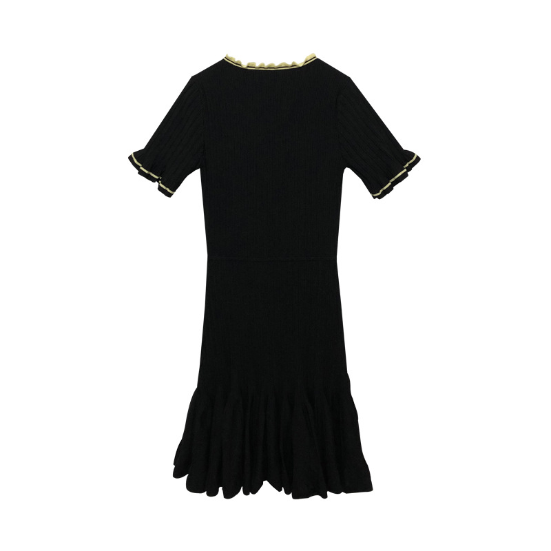 Robe pull en tricot plissée à manches courtes pour femmes, personnalisé en usine OEM, printemps été