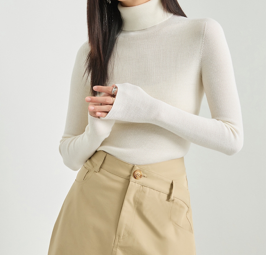 OEM personnalisé nouveau automne hiver mince 100 % laine col roulé pull tricoté pour les femmes