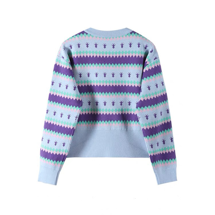 OEM personnalisé nouveau concepteur automne hiver mode Jacquard rayé pull tricoté pour les femmes