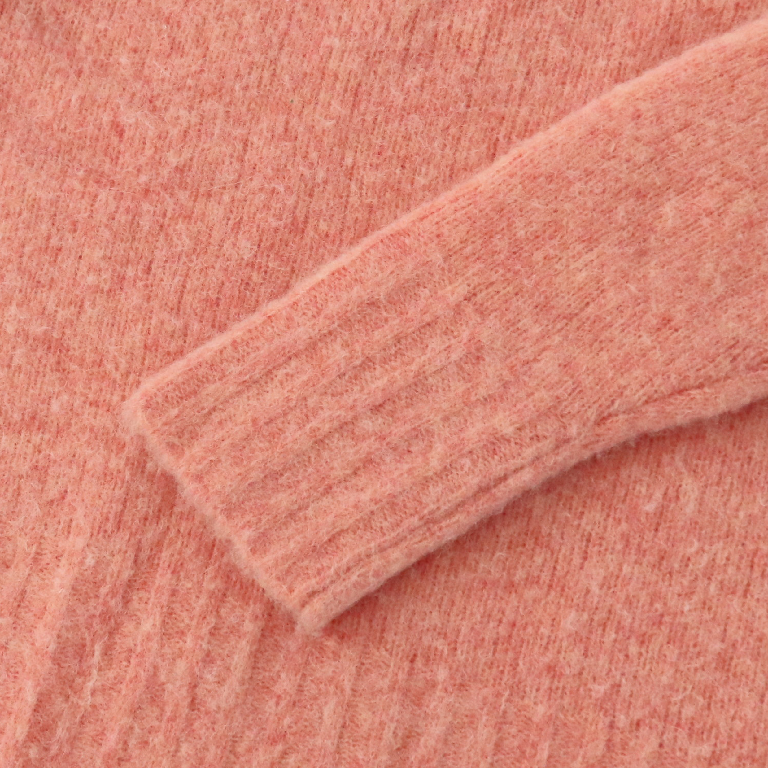 Automne hiver OEM usine personnalisé rose à manches longues col rond femmes pull pull en tricot