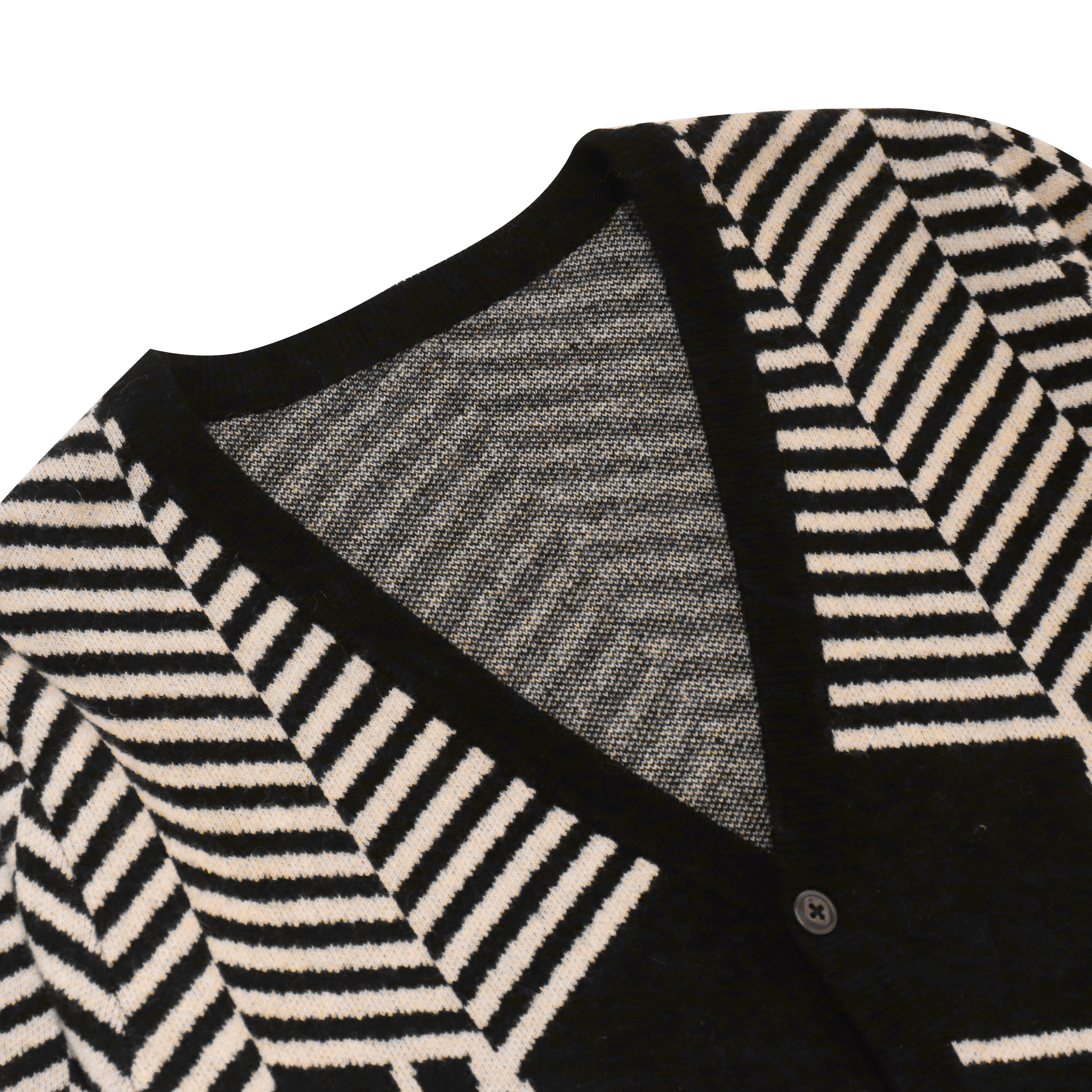 OEM Custom Black Print Long Sleeve Wool Women Ladies Knit Sweater Coat Cardigan