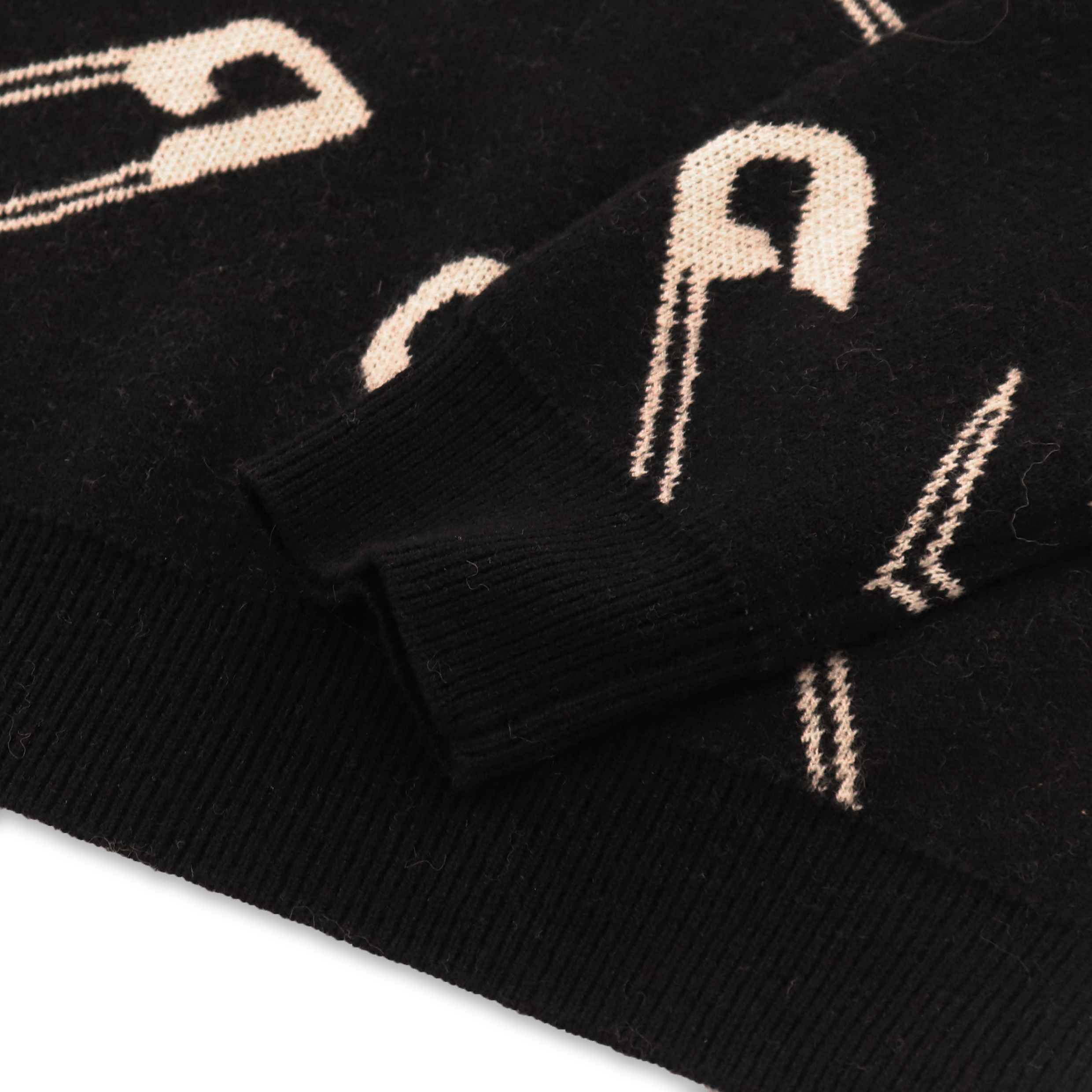 Automne Hiver OEM Custom Black Print Long Sleeve Women Pullover Knit Sweater