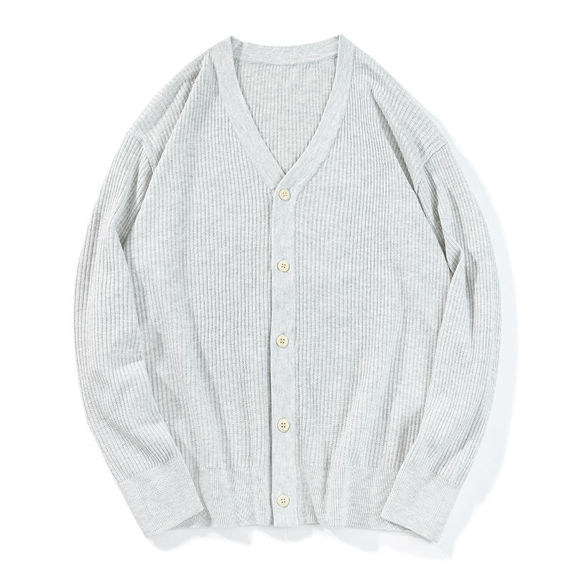 OEM personnalisé nouveau simple lâche couleur unie à manches longues décontracté pull tricoté Cardigan pour hommes