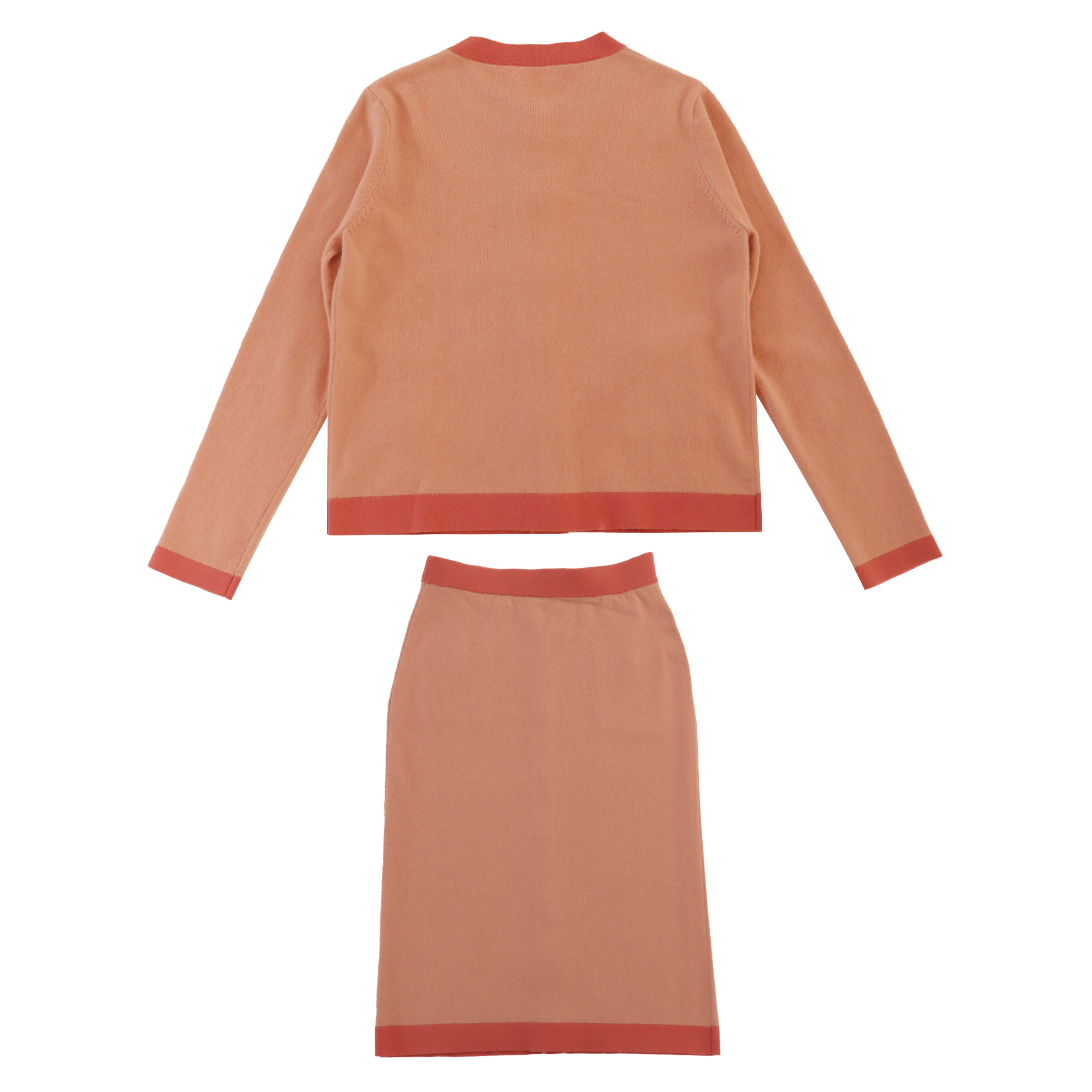 OEM personnalisé hiver chandail à manches longues cardigan haut jupe deux pièces femmes tricot ensemble