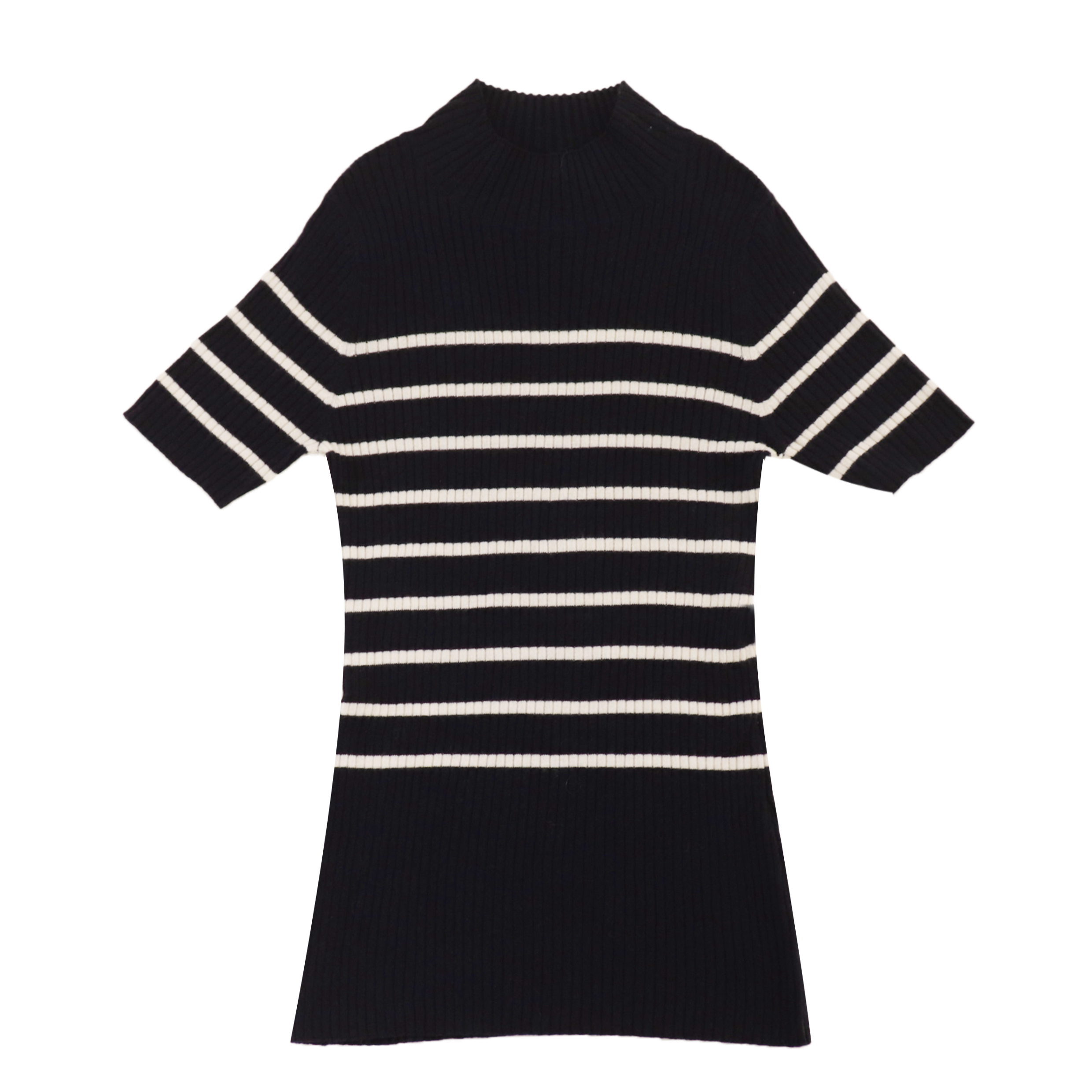 Automne Hiver OEM Factory Custom Short Sleeve Striped Women Pull Knit Dress Dress