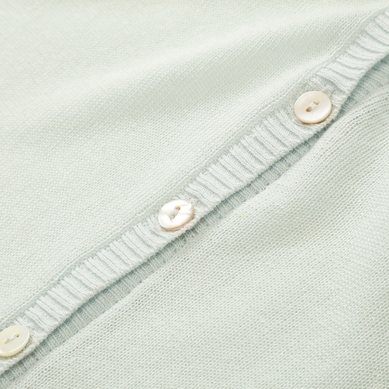 Tencel Linen Blended OEM Factory Custom Long Sleeves Beige Women Ladies Short Slim Knit Pull Cardigan