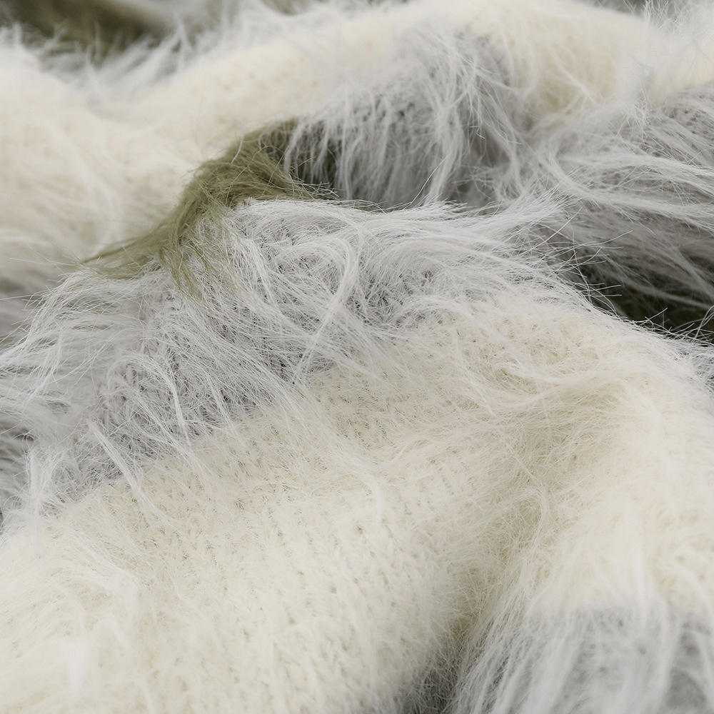 Cardigan en Mohair à manches longues pour homme, vêtement en tricot flou, personnalisé, rayé, automne et hiver