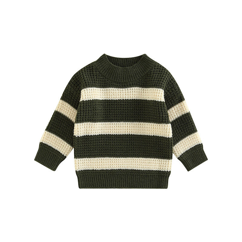 OEM Factory Custom Automne Hiver Crewneck rayé tricoté bébé enfants garçon pull pull