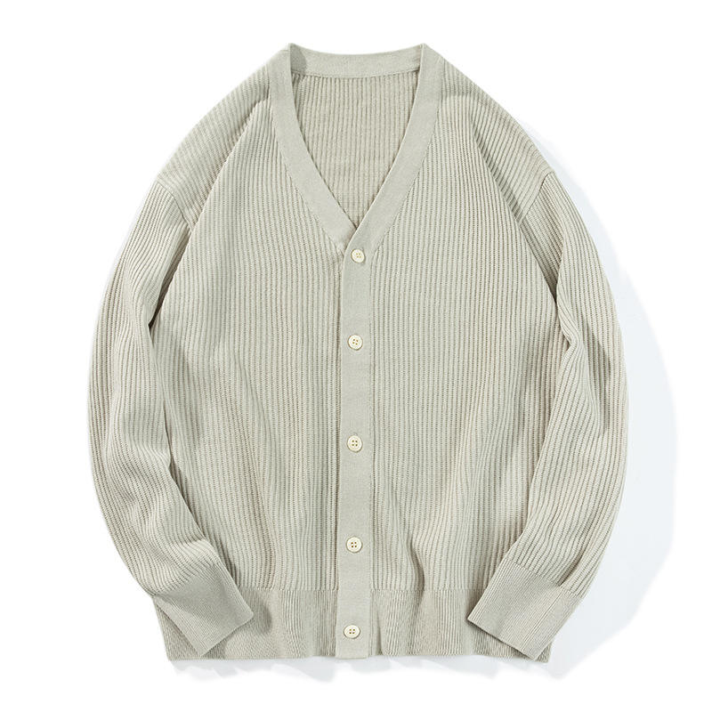 OEM personnalisé nouveau simple lâche couleur unie à manches longues décontracté pull tricoté Cardigan pour hommes