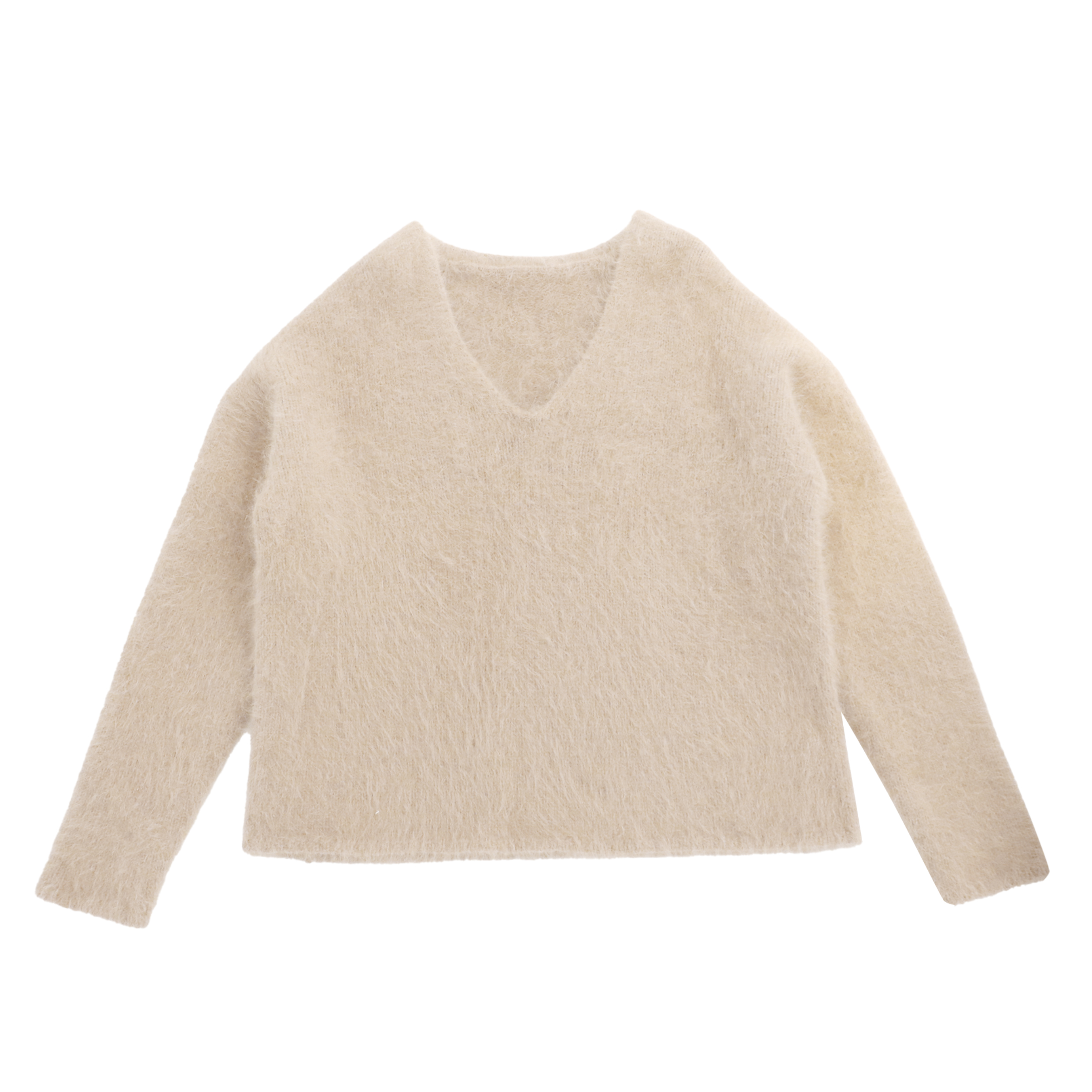 Automne hiver OEM usine personnalisé laine à manches longues col en V beige femmes pull pull en tricot
