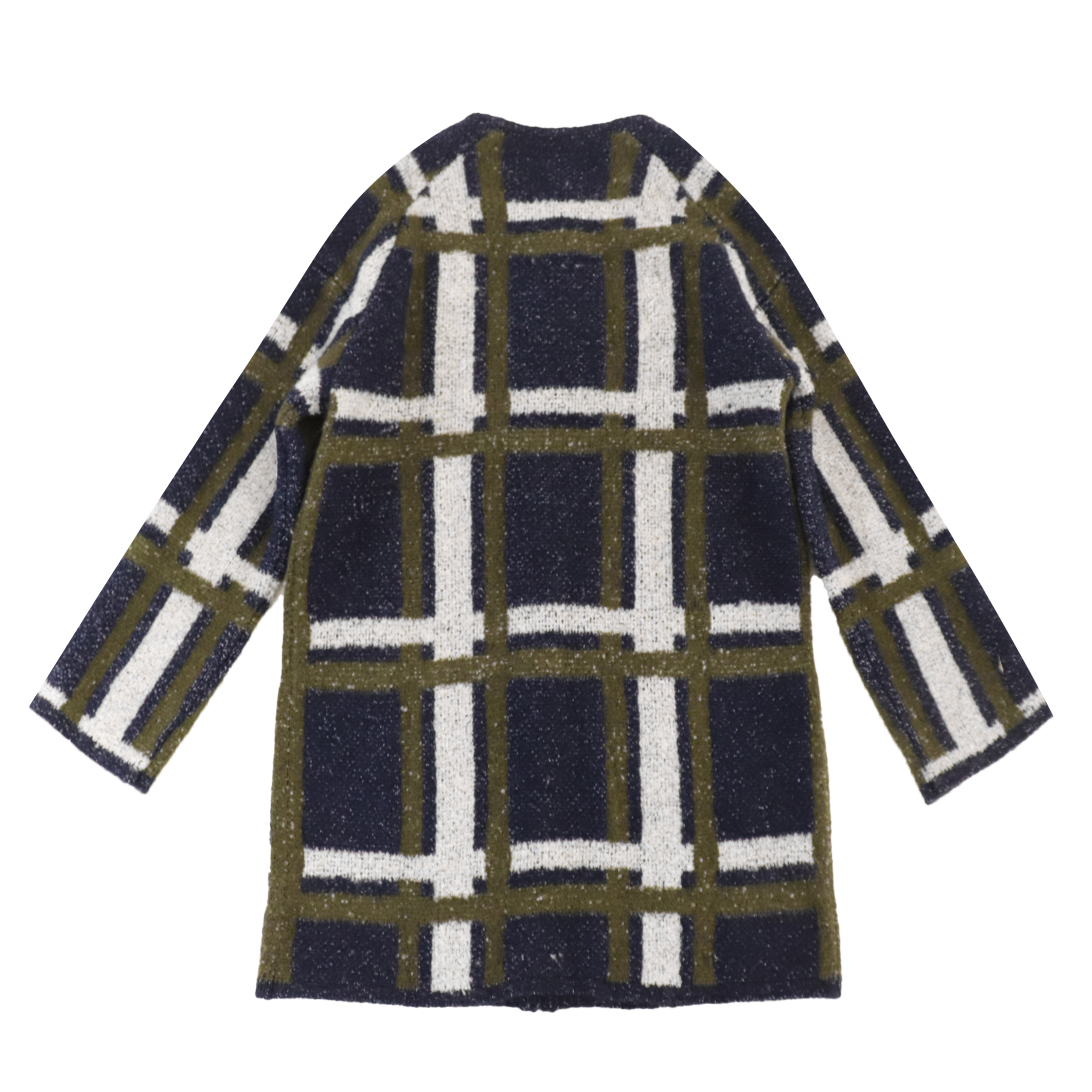 OEM Factory Custom Plaid Print Long Sleeve Women Ladies Knit Pull Cardigan Manteau