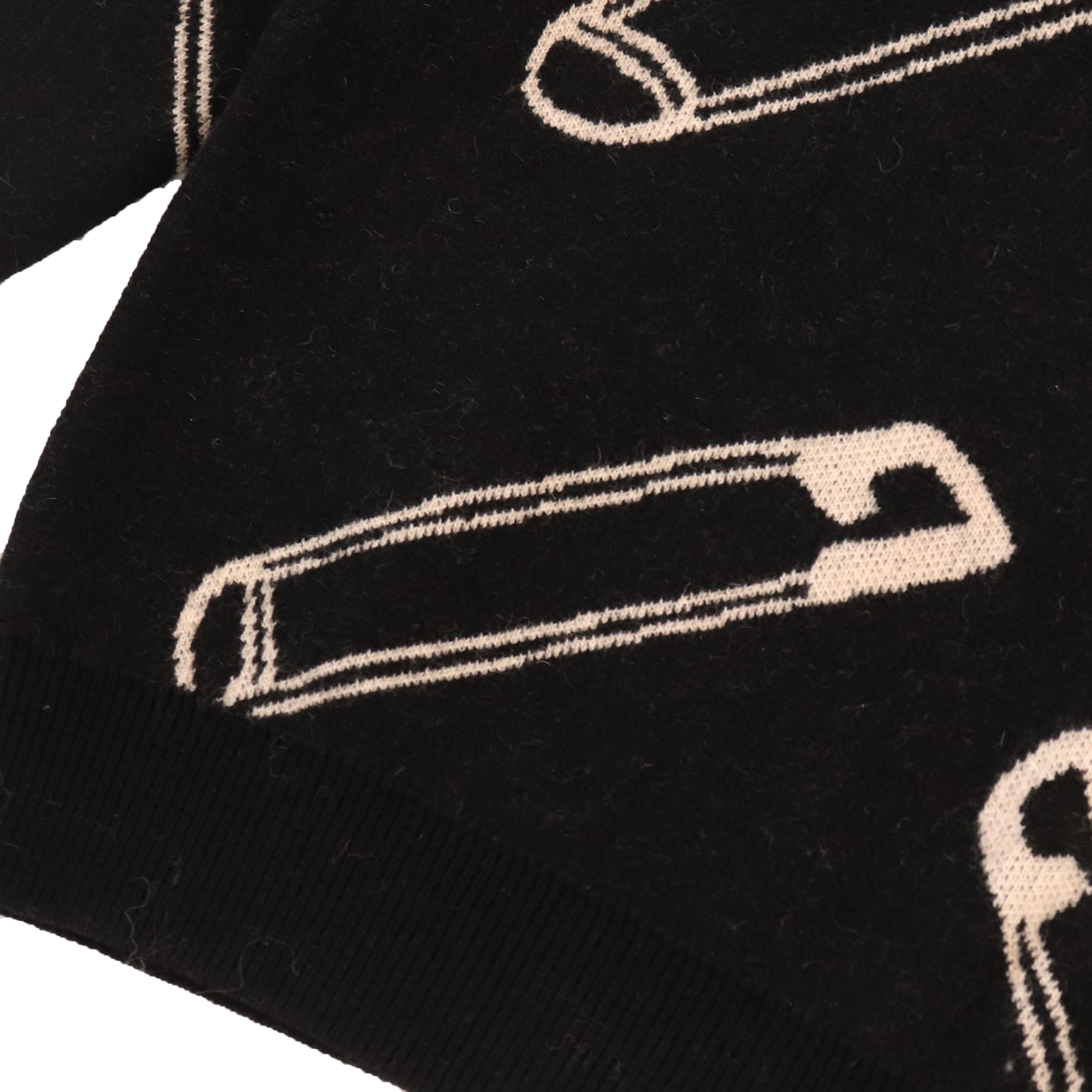 Automne Hiver OEM Custom Black Print Long Sleeve Women Pullover Knit Sweater