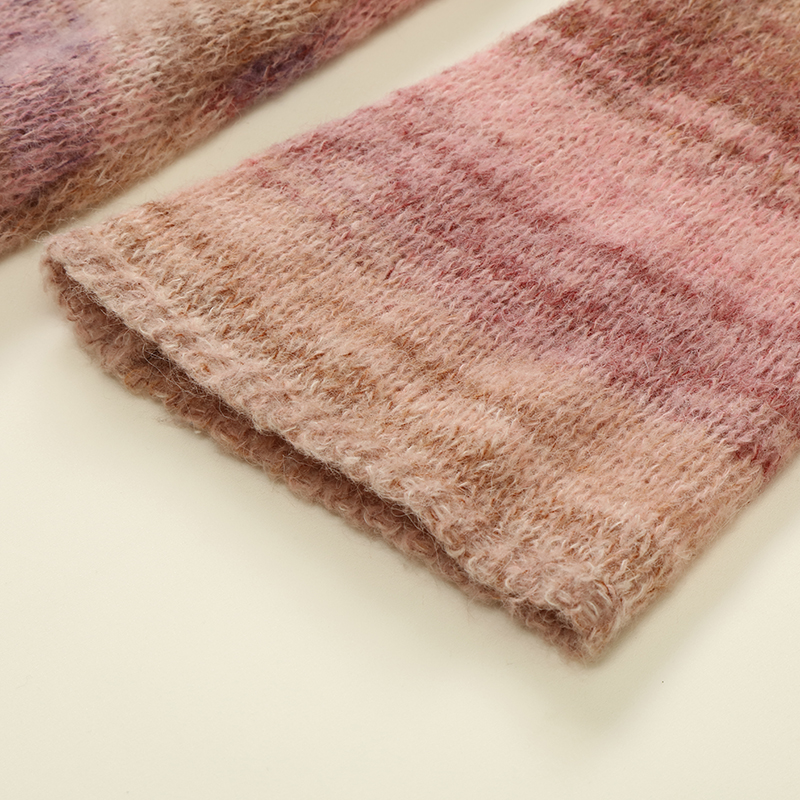 Automne Hiver Femmes Space Dye À Manches Longues Pull Rayé Robe En Tricot