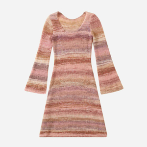 Robe de pull en tricot de pull à manches longues de colorant d'espace des femmes faites sur commande d'hiver d'OEM