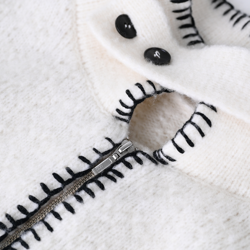 OEM fabrication personnalisé automne tricots tricoté décontracté fermeture éclair col roulé femmes dames pull haut Cardigan pour dames