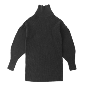 L'hiver OEM usine personnalisée 100 % coton à manches longues col roulé noir femmes pull pull en tricot