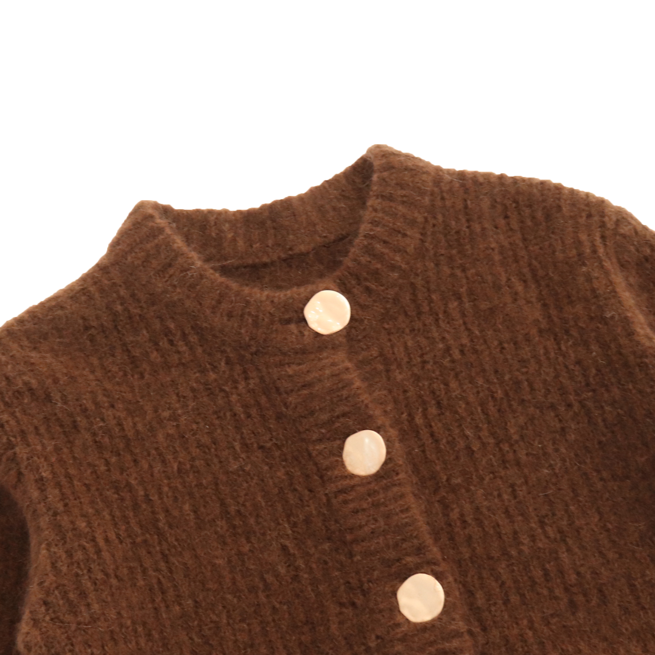 Automne Hiver OEM Solide Marron Solide Laine À Manches Longues Femmes Top Cardigan Pull En Tricot