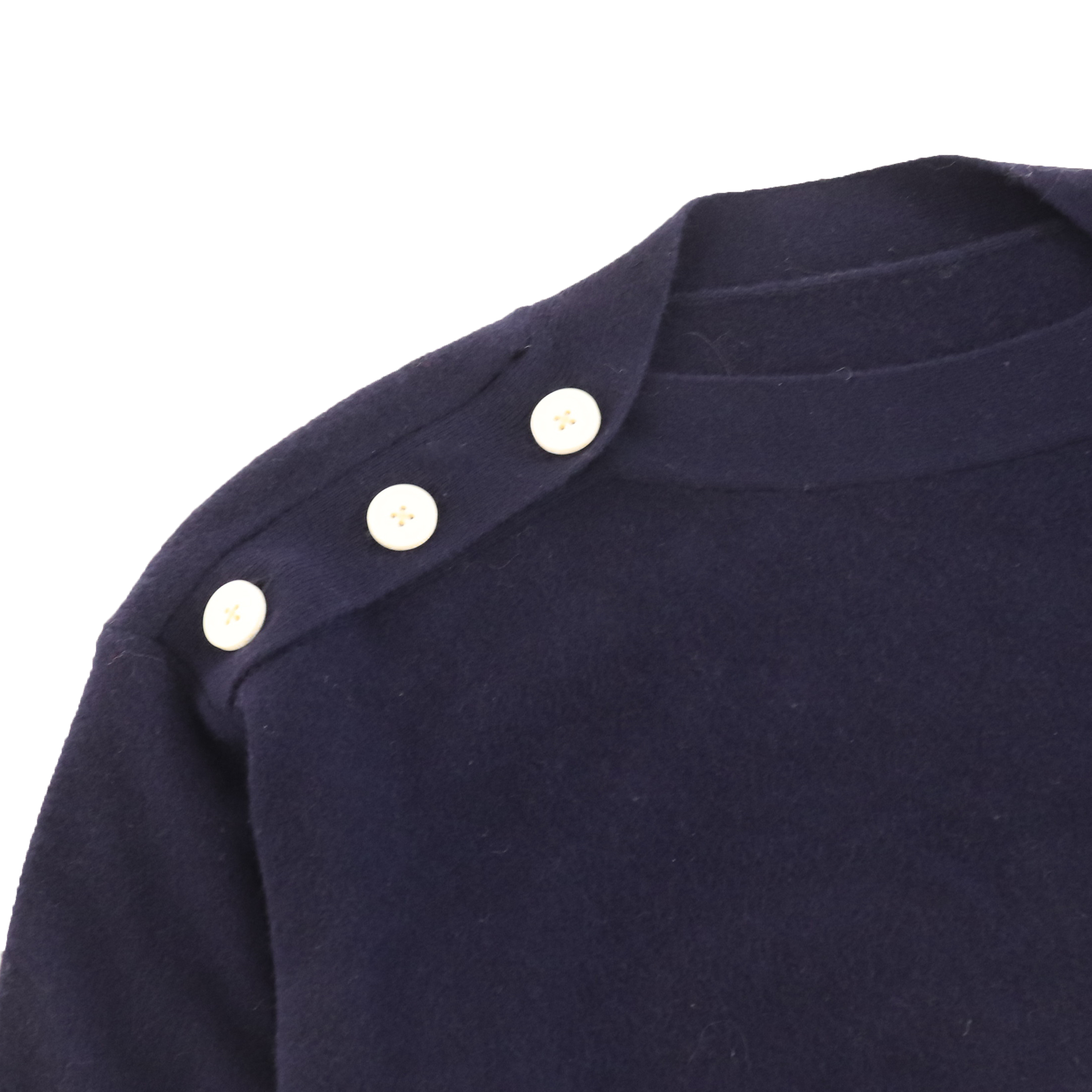 Automne Hiver OEM Usine Custom Navy Crewneck Button Long Sleeve Women Pull Pull en tricot