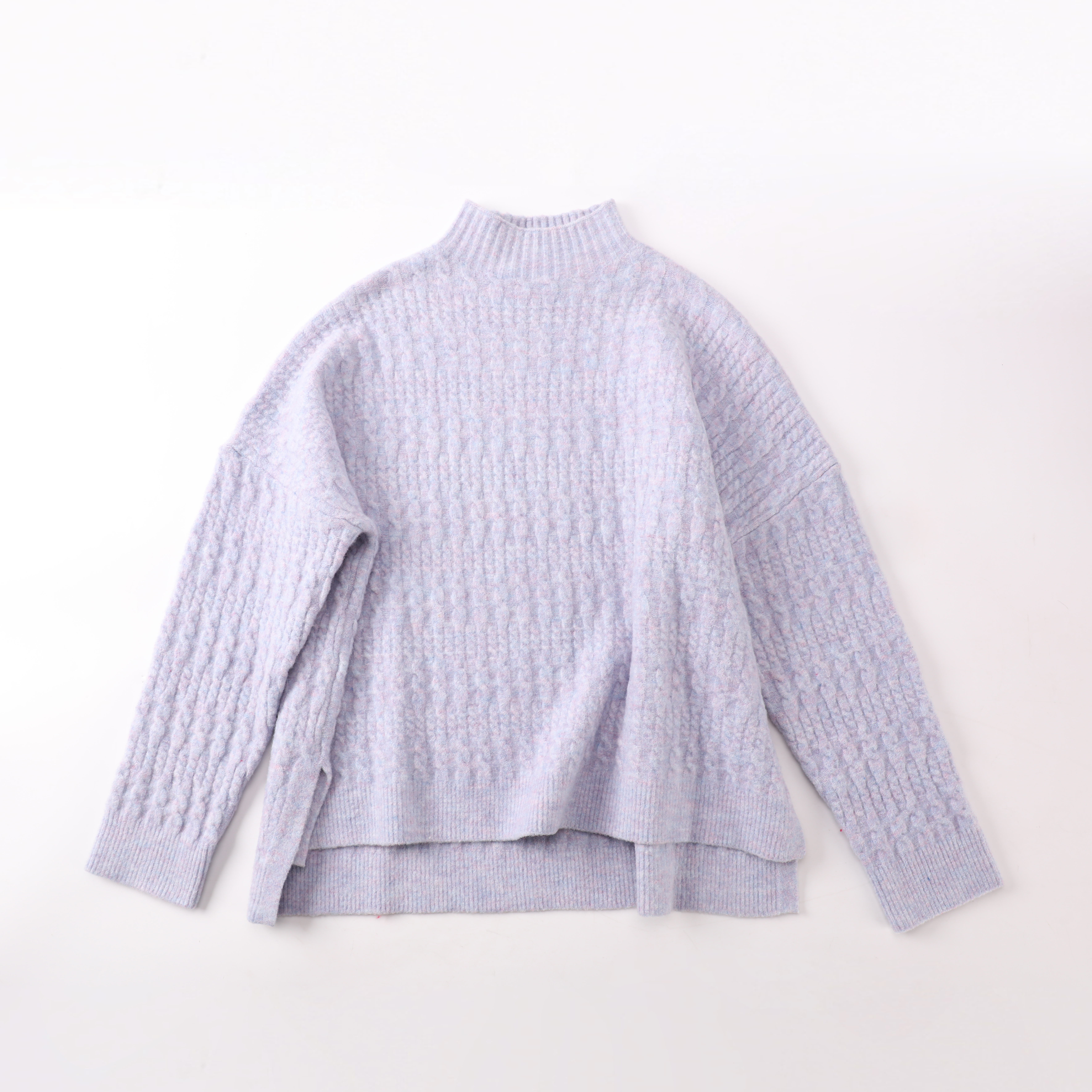 Automne hiver OEM personnalisé violet clair à manches longues chaud femmes dames pull pull en tricot