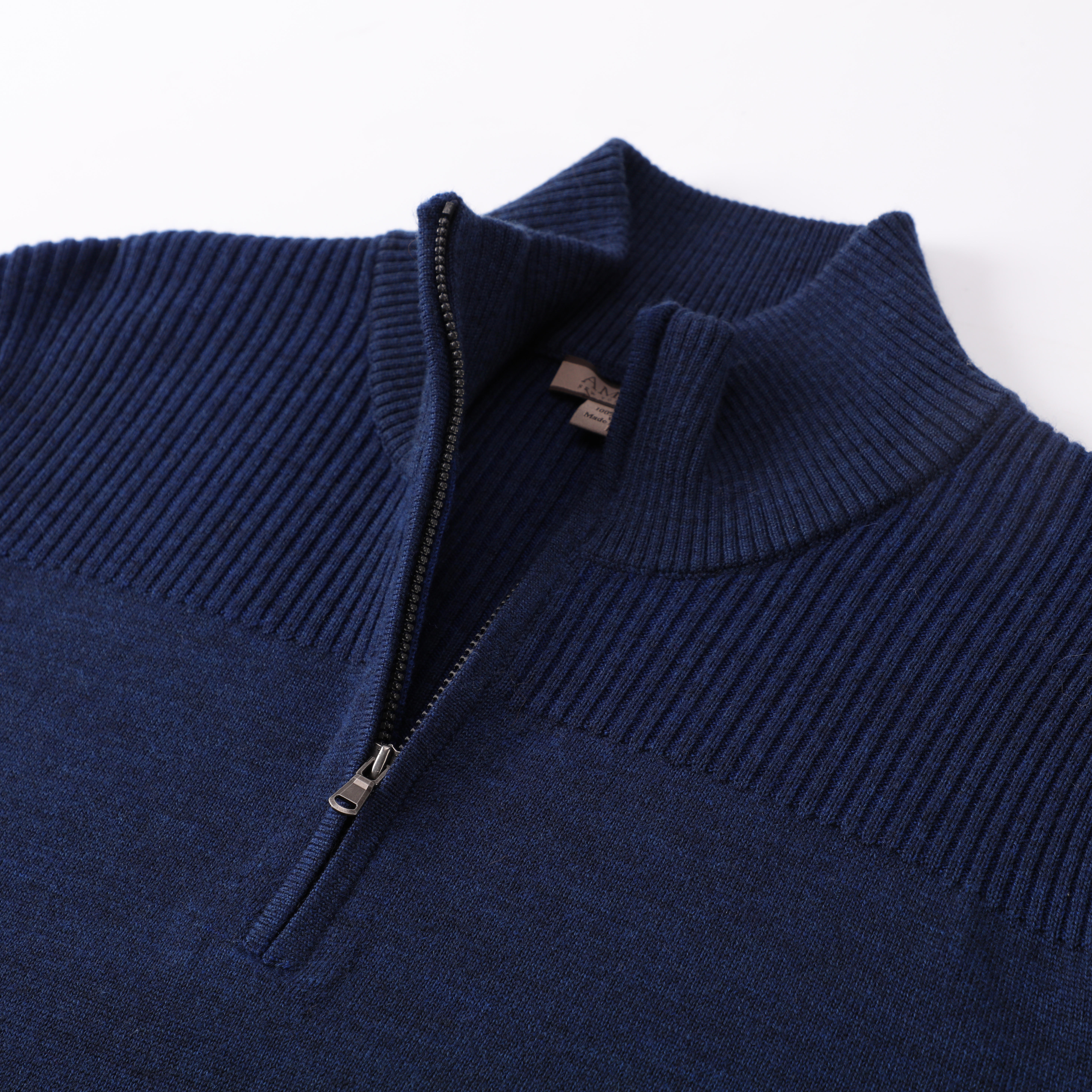 Automne Hiver OEM Custom Navy Long Sleeve Women Ladies Pull Pull en tricot avec fermeture à glissière