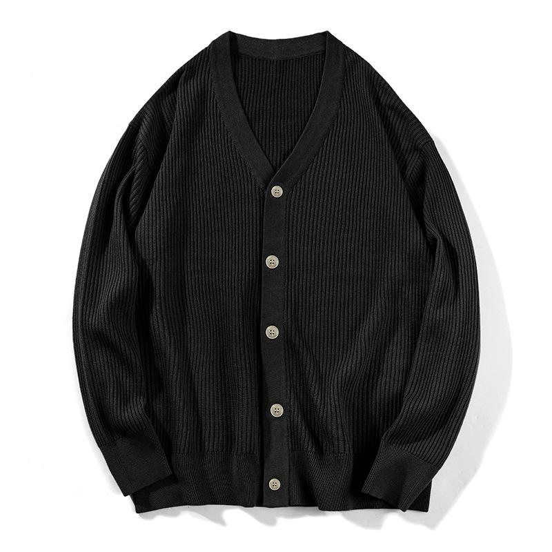 OEM personnalisé nouveau simple lâche couleur unie à manches longues décontracté pull tricoté Cardigan pour hommes