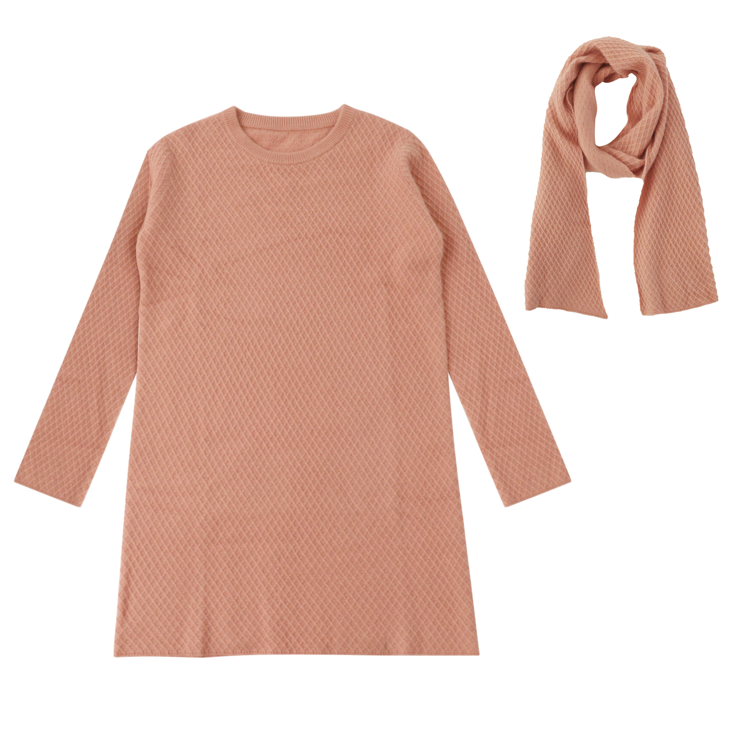 Automne hiver OEM usine personnalisé à manches longues rose lâche femmes pull robe pull en tricot