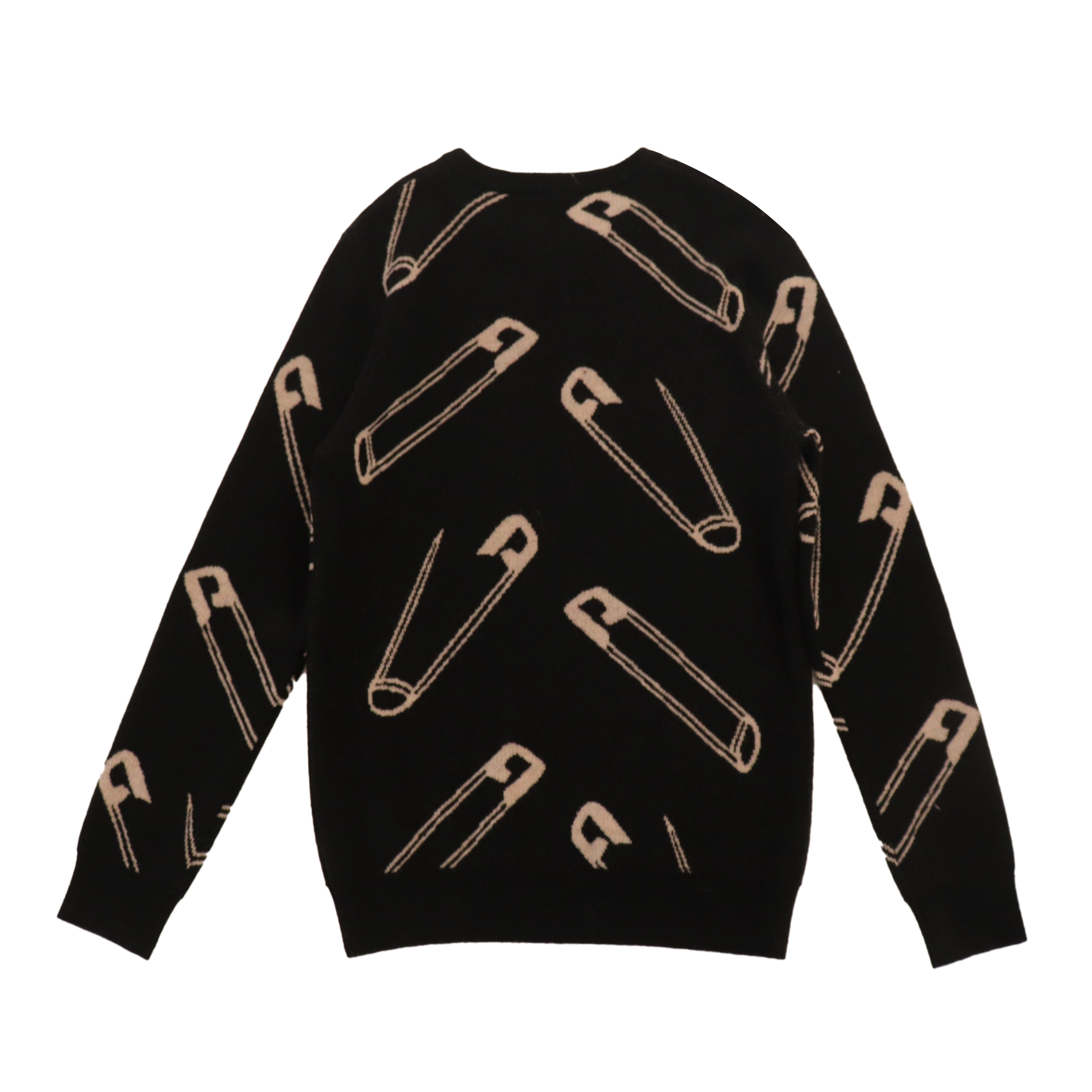 Automne Hiver OEM Custom Black Print Long Sleeve Women Pullover Knit Sweater