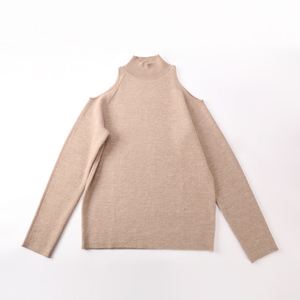 Automne Hiver OEM Usine Personnalisé À Manches Longues Col Roulé Évider Femmes Dames Pull Pull En Tricot