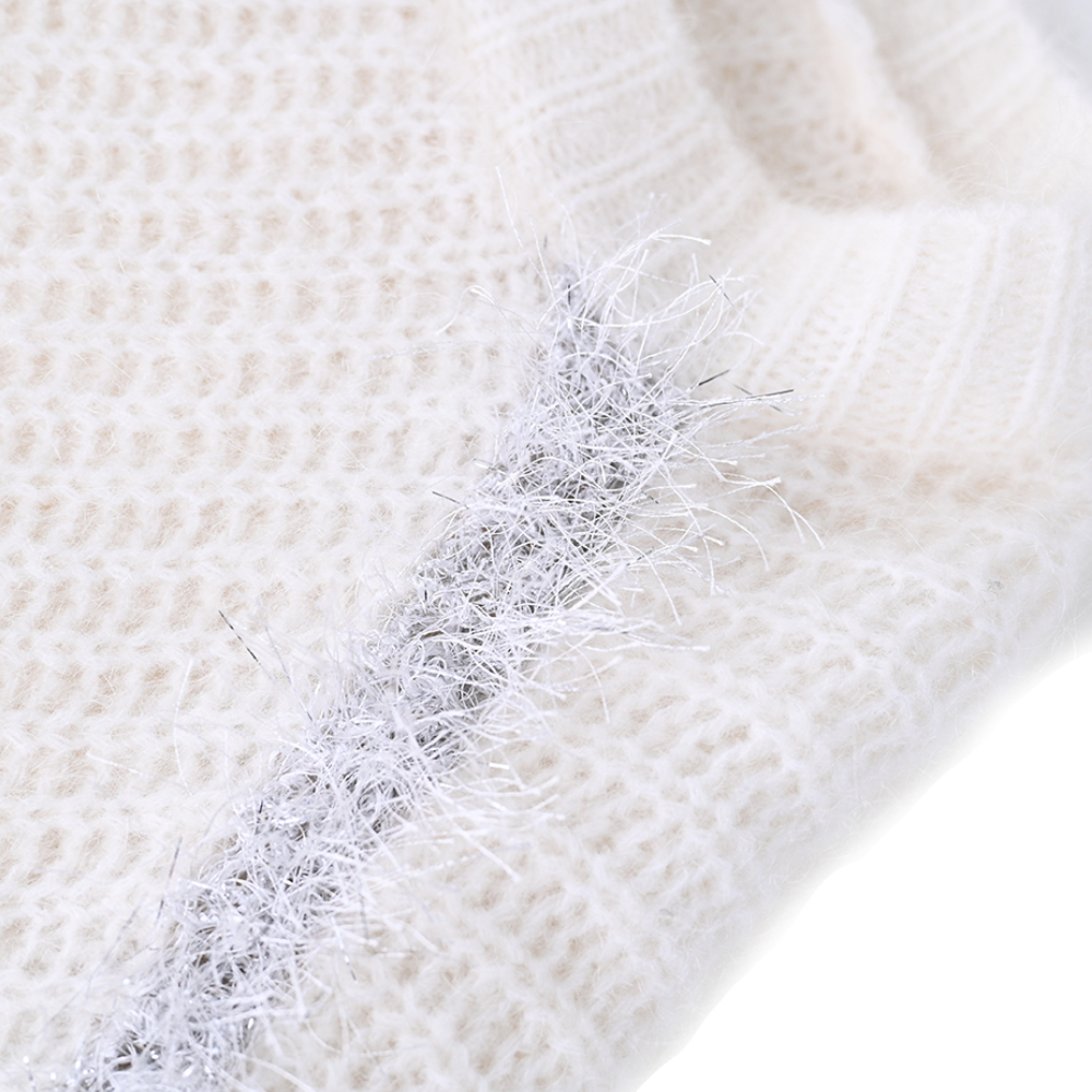 OEM Custom Women's Automn Winter Winterwear Soft Long Long Sleeve beige Tripped Pullover Pullat