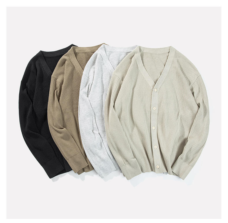 OEM personnalisé nouveau simple lâche couleur unie à manches longues décontracté pull tricoté Cardigan pour hommes