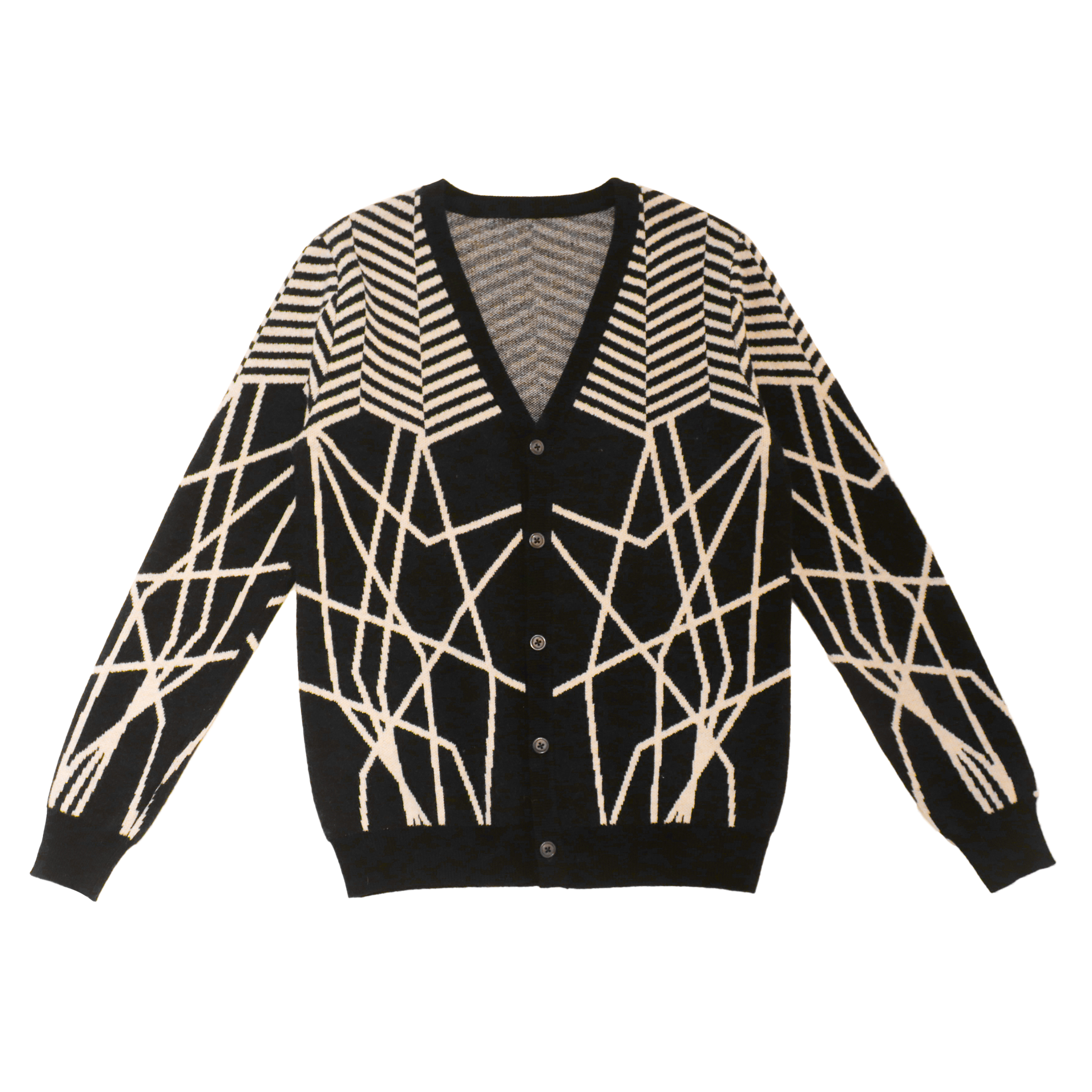 OEM Custom Black Print Long Sleeve Wool Women Ladies Knit Sweater Coat Cardigan