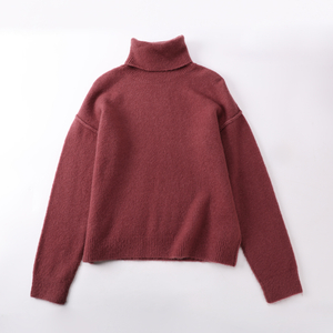 Automne hiver OEM personnalisé en laine rouge à manches longues femmes pull pull haut en tricot