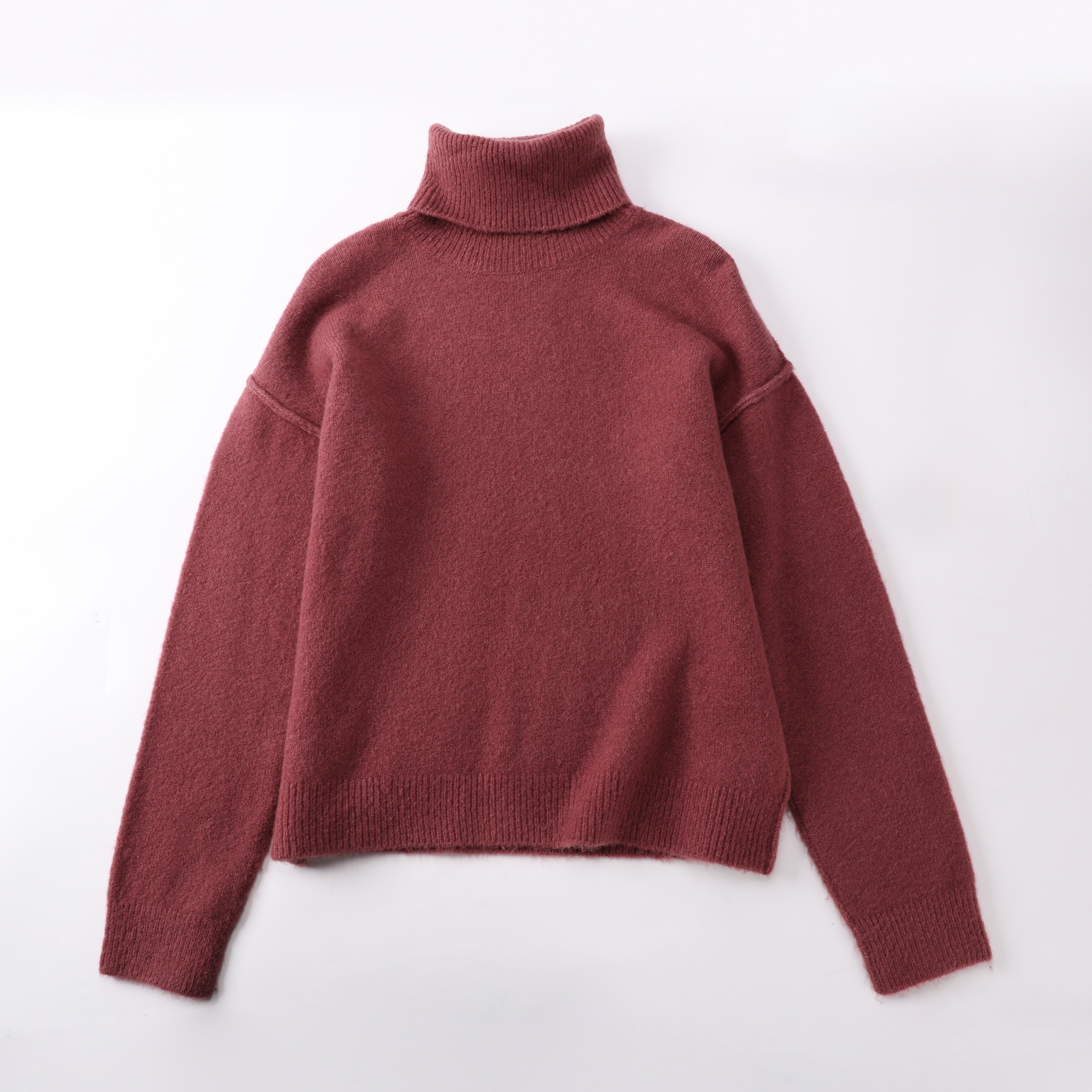Automne hiver OEM personnalisé en laine rouge à manches longues femmes pull pull haut en tricot