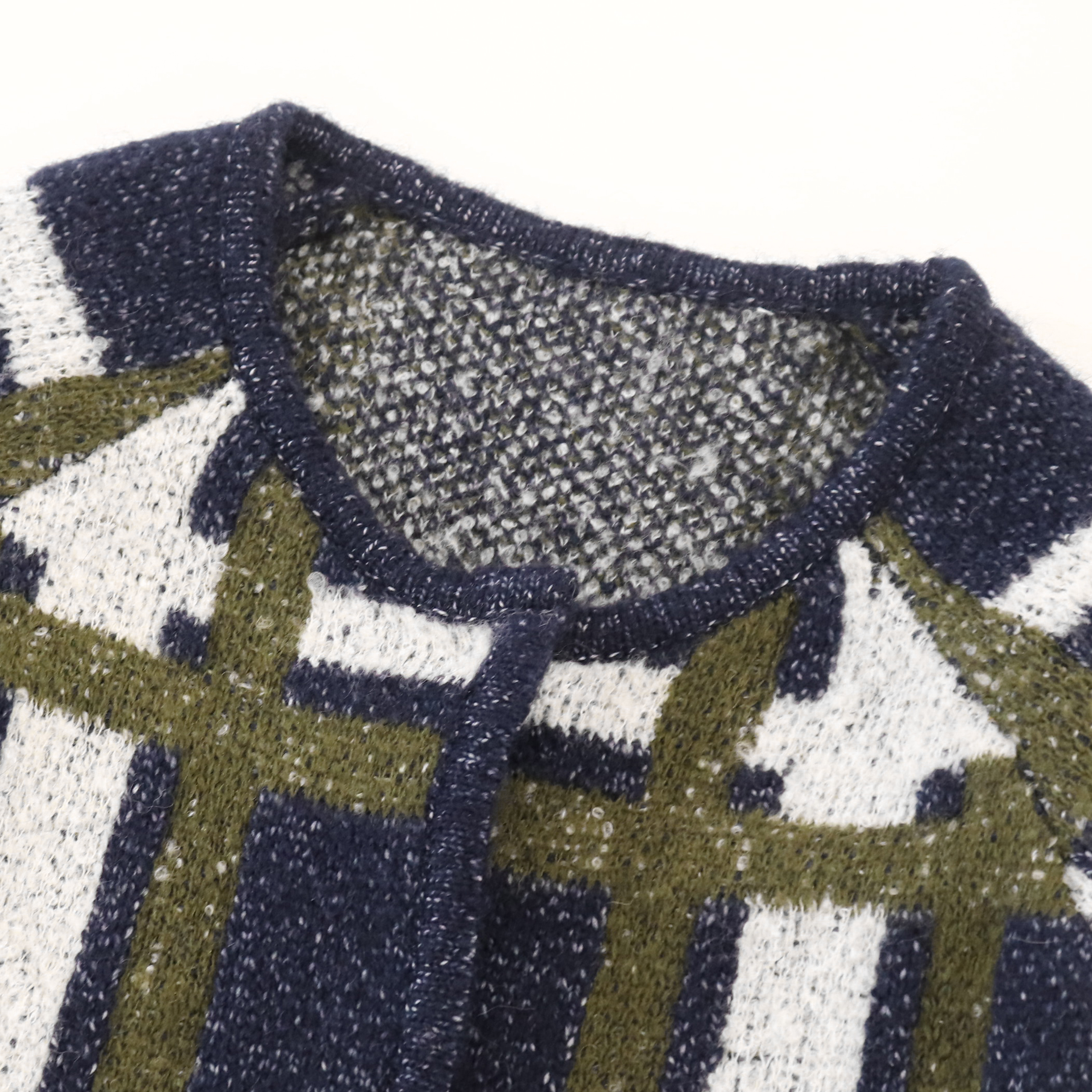 OEM Factory Custom Plaid Print Long Sleeve Women Ladies Knit Pull Cardigan Manteau