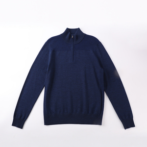 Automne Hiver OEM Custom Navy Long Sleeve Women Ladies Pull Pull en tricot avec fermeture à glissière