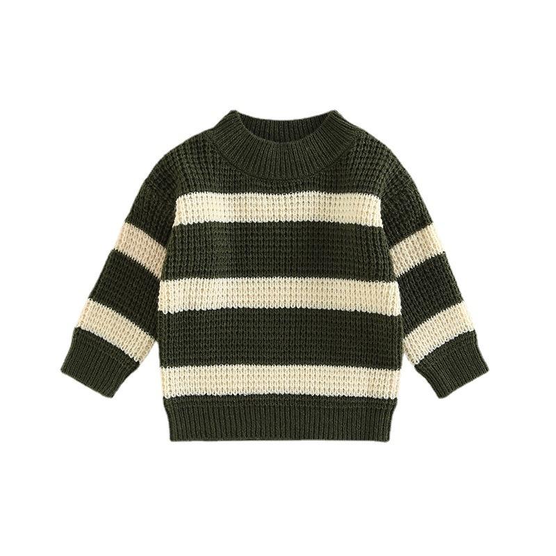 OEM Factory Custom Automne Hiver Crewneck rayé tricoté bébé enfants garçon pull pull