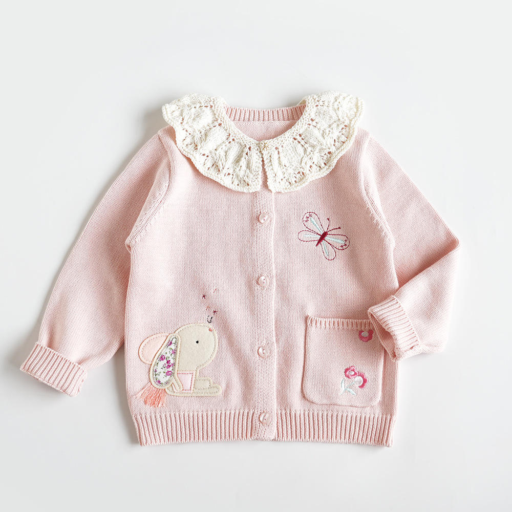 Cardigan tricoté à manches longues pour fille, manteau d'hiver à boutons, personnalisé OEM, pull pour enfants de 2 à 7 ans