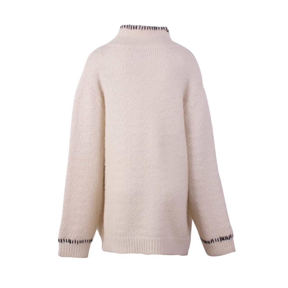 OEM fabrication personnalisé automne tricots tricoté décontracté fermeture éclair col roulé femmes dames pull haut Cardigan pour dames