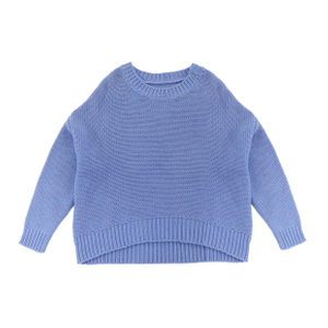 Automne Hiver OEM Factory Custom Blue Long Sleeve Women Pullover Knit Sweater