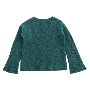 Automne hiver OEM personnalisé à manches longues vert 100 % laine femmes pull pull en tricot