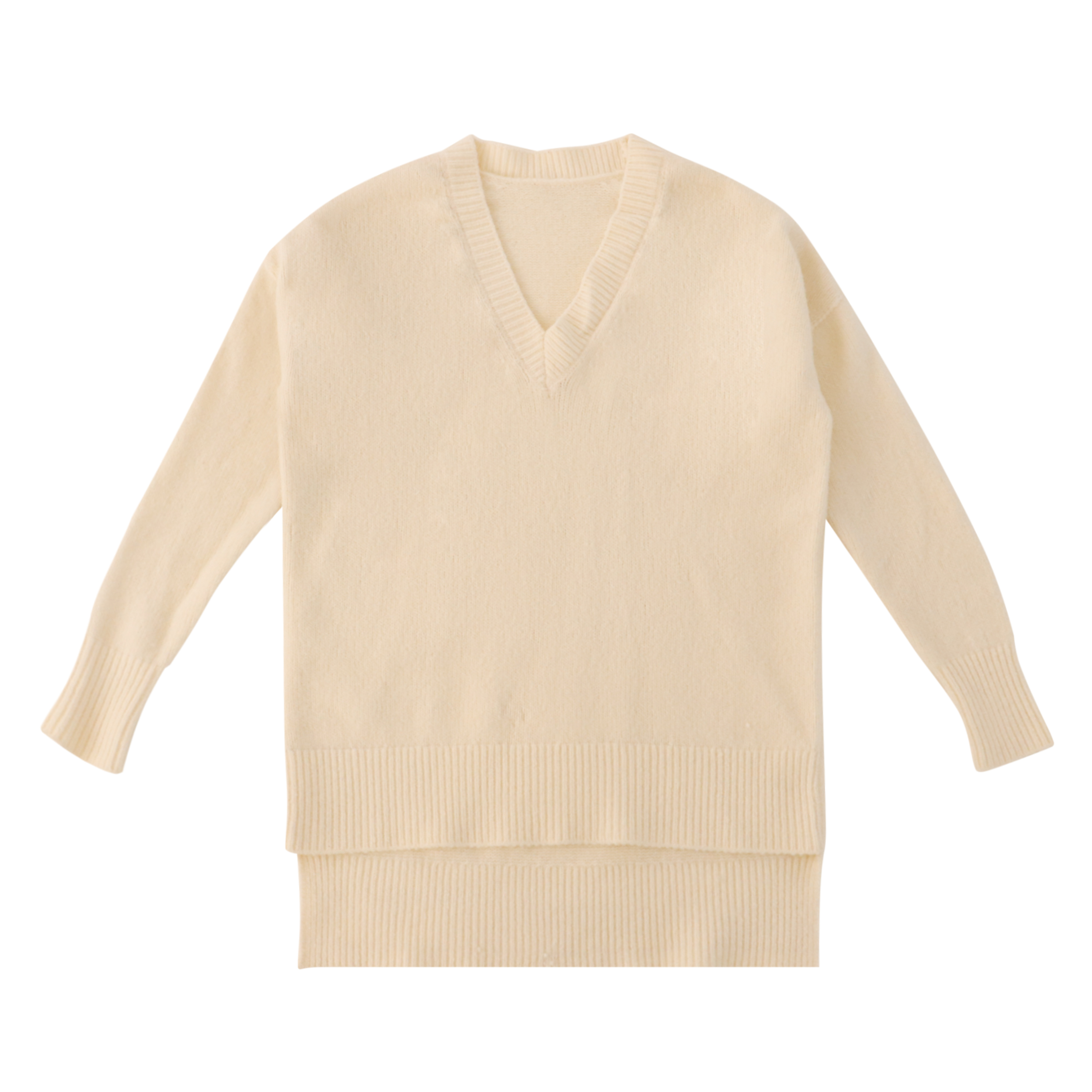 Automne hiver OEM usine personnalisé à manches longues Beige col en V femmes pull pull en tricot